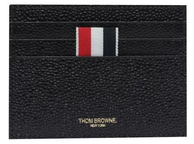 Thom Browne Pebble Grain Note Compartment Single Card Black