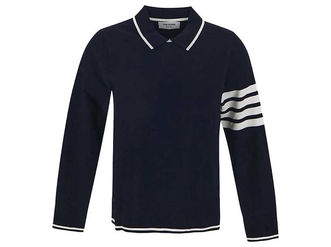 Thom Browne Pullover aus Viskose mit Streifen Blau