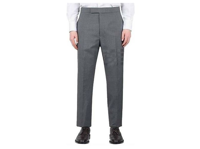 Thom Browne Four Stripe Plain Weaving Wool Slacks