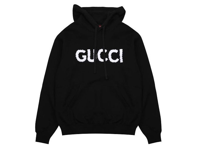 Gucci Fleece-Kapuzenpullover Schwarz 