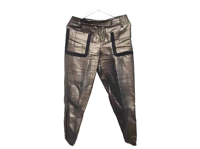 Kenzo Pantalones con efecto metalizado Dorado