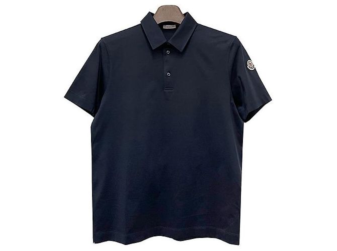 Moncler Polo in cotone piqué con logo per uomo Blu