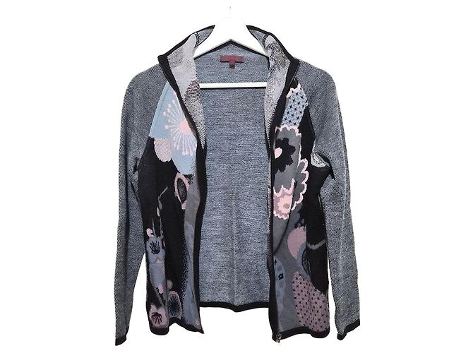 Kenzo Cardigã de lã com zíper e flores Multicor