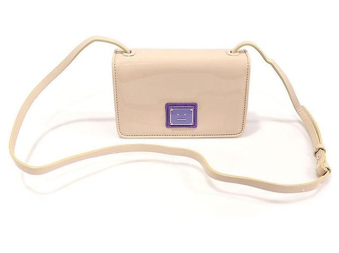 Acne Mini bolsa transversal em verniz bege com logo Face Marrom