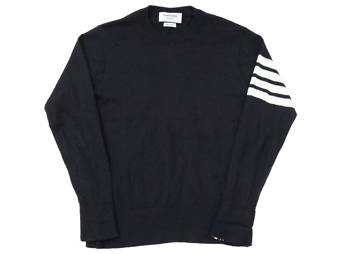Thom Browne Runder Strickarmband aus Merinowolle in Schwarz