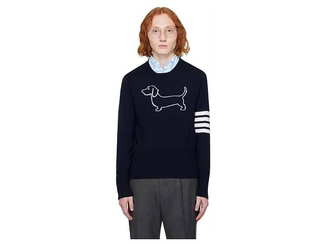 Thom Browne Merino Hector Crewneck Pullover Blue