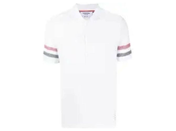 Thom Browne Polo de algodón de manga corta con textura recortada