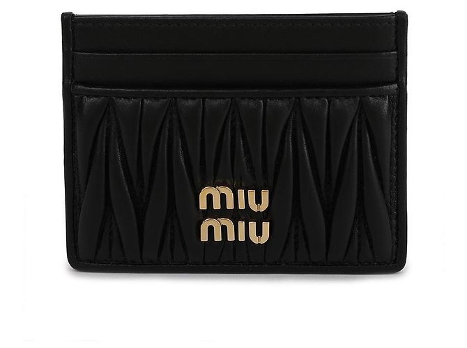 Miu Miu Cartera para tarjetas de cuero Negro