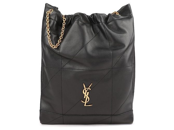 Saint Laurent Quilted Drawstring Chain Shoulder Bag Black