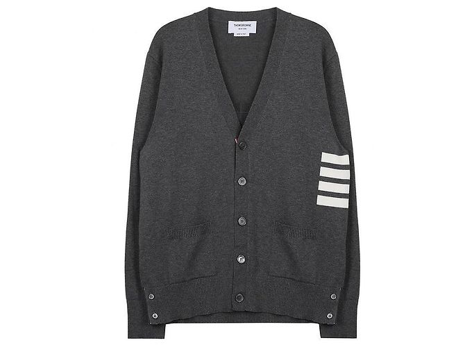 Thom Browne Herren Cardigan mit V-Ausschnitt in Relaxed Fit Braun