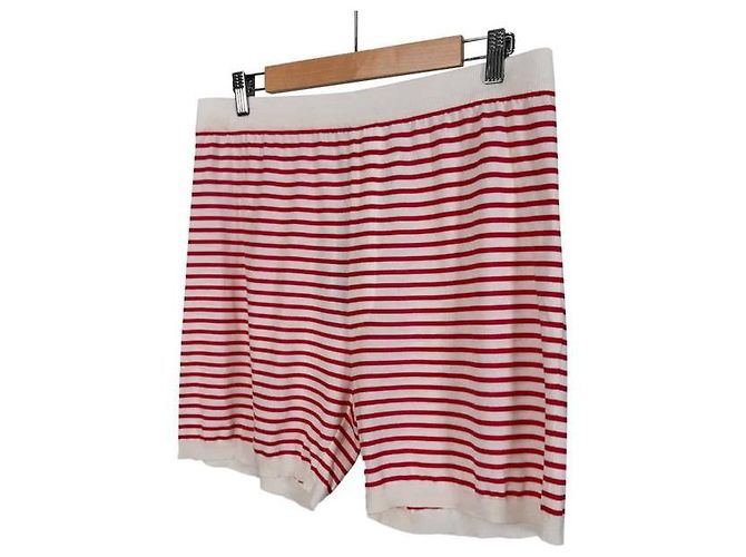 Prada Bermuda de seda masculina com logo triangular e listras vermelhas Vermelho