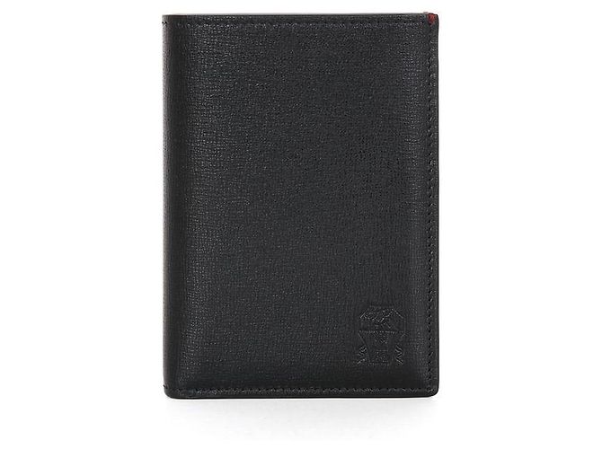 Brunello Cucinelli Grain Leather Passport Case Black