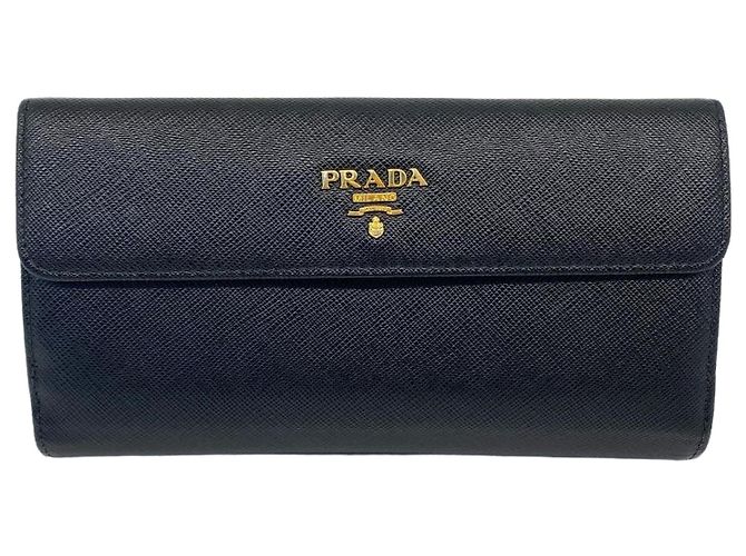 Prada Saffiano Metal Black Long Wallet