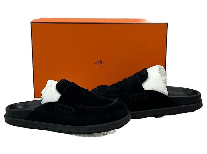 Hermès Go Mule Suede Black
