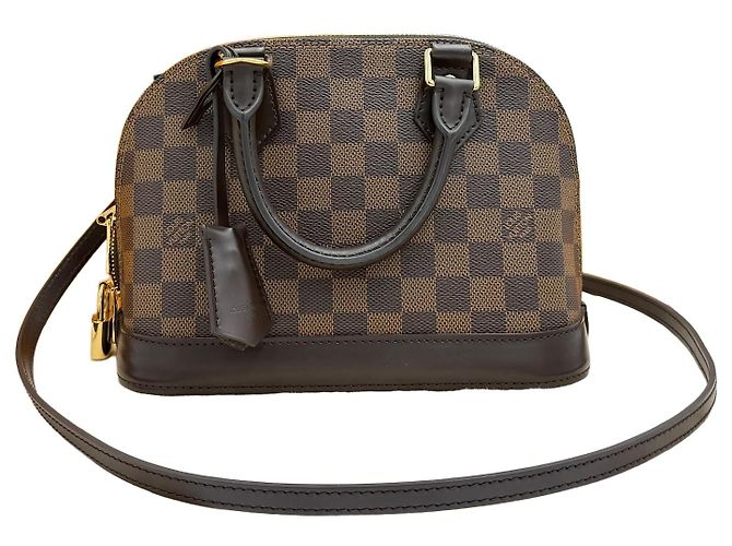 Louis Vuitton Bolsa de mão Alma BB em Damier Ebene com alça superior e alça de ombro Marrom
