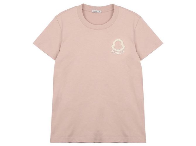Moncler Baumwoll-T-Shirt mit gesticktem Logo Pink