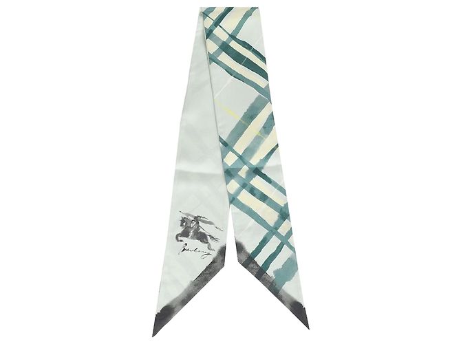 Burberry Bufanda de seda a cuadros reversible Verde