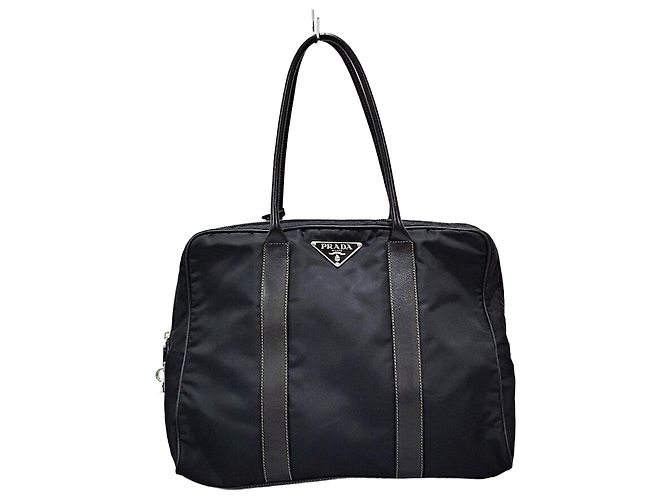 Prada Nylon Tote Shoulder Bag Black