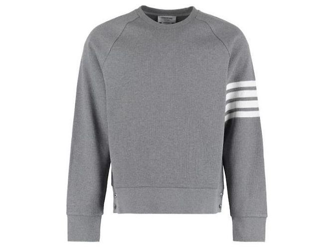 Thom Browne Stripe Waffle Raglan Sweatshirt