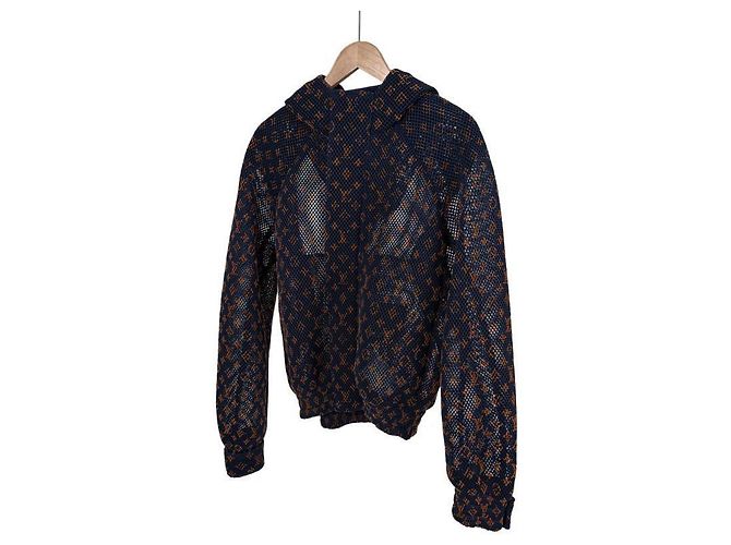 Louis Vuitton Men's Gradient Monogram Mesh Hooded Jacket Orange Blue