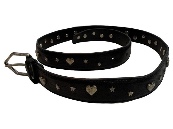 Saint Laurent Black Leather Belt with Studs