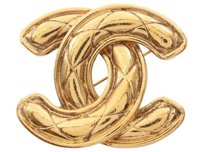 Timeless Chanel Coco Mark vergoldete Brosche Golden