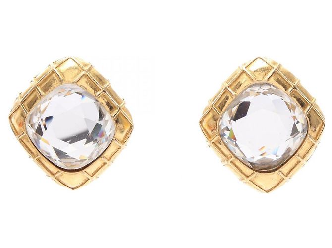 Timeless Pendientes Clip Matelassé Chanel Dorado