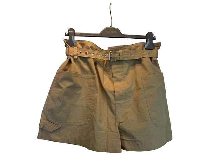 Pantalones cortos de algodón beige con cinturón Isabel Marant