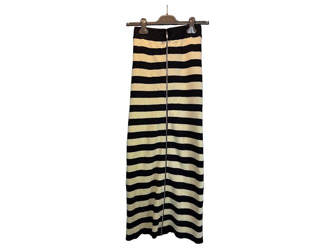 Falda maxi de punto a rayas Nanushka Negro Beige