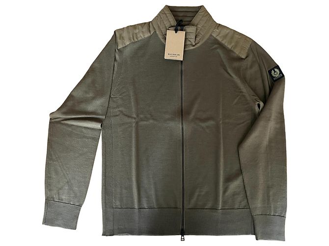 Belstaff Kelby Zip Cardigan Brown Wool