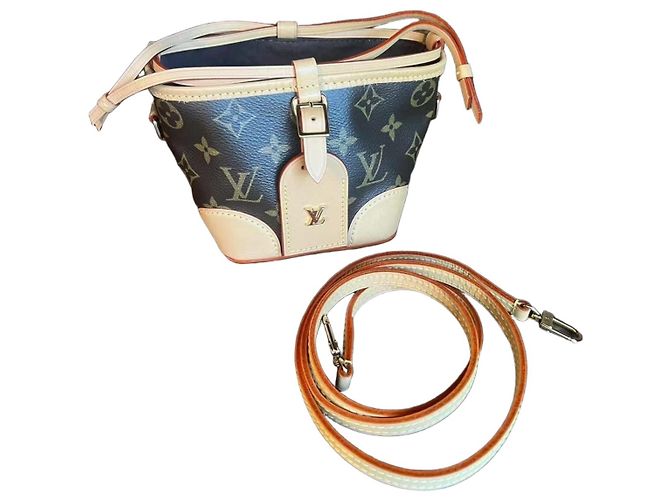 Louis Vuitton Noe Mini Borsa a Secchiello Floreale Marrone Pelle