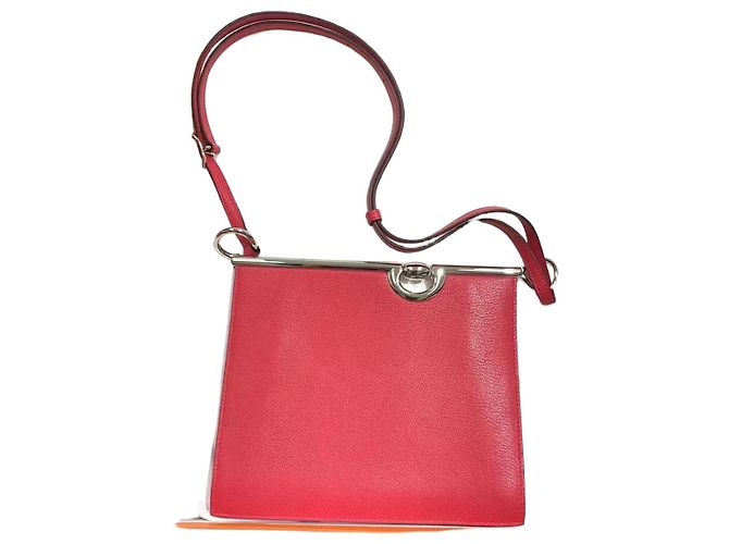 Bolsa de mão Hermès Mors de bride rosa de couro