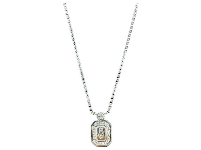Collana profumo Small Bottle in platino e diamanti Harry Winston Argento