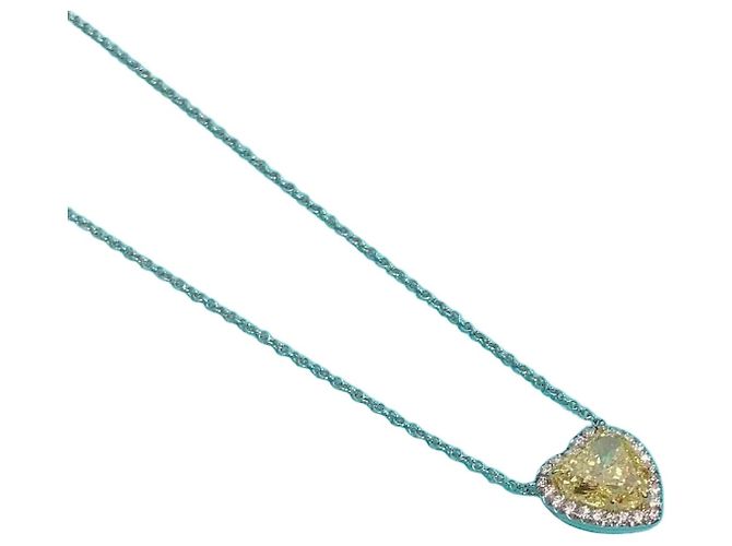 Collar Tiffany & Co con diamante amarillo en forma de corazón 2 quilates