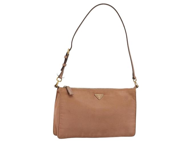 Bolso Accesorio Prada Nylon Rosa Oro Auth 175840 Dorado