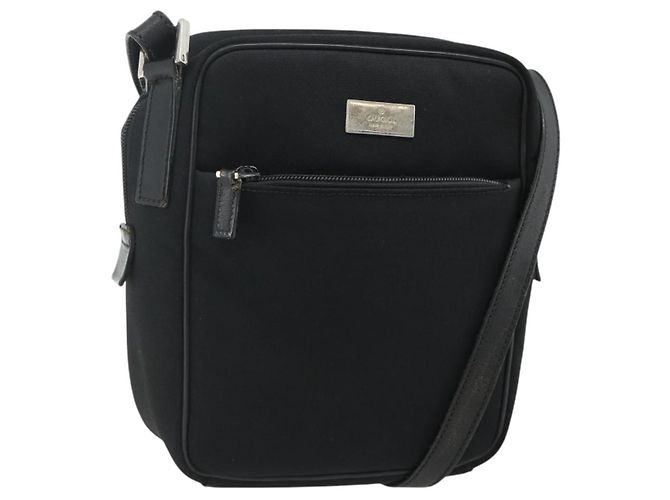 Borsa a Spalla GUCCI Nylon Nero Argento 018 1612 Auth ep14214