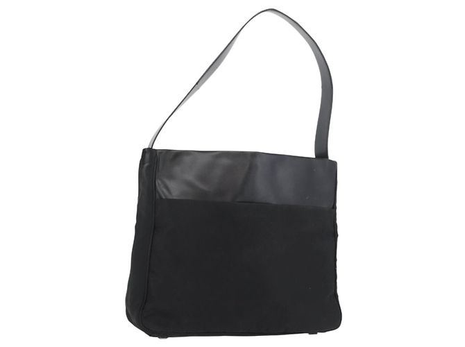 Bolso de Hombro PRADA Nylon Negro Plata Auténtico 176642