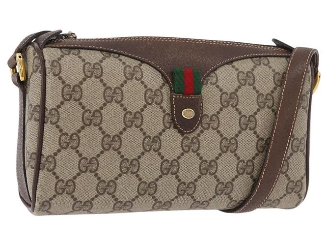 Bolsa Sherry Line GG Supreme Web da GUCCI em PVC bege e dourado 89 02 018 Auth 176741