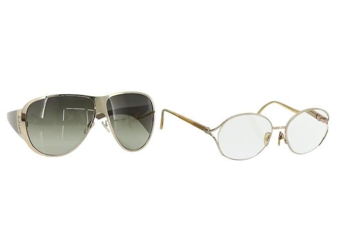 Gafas de sol Christian Dior plástico 2 Set Oro Auth bs34769 Dorado