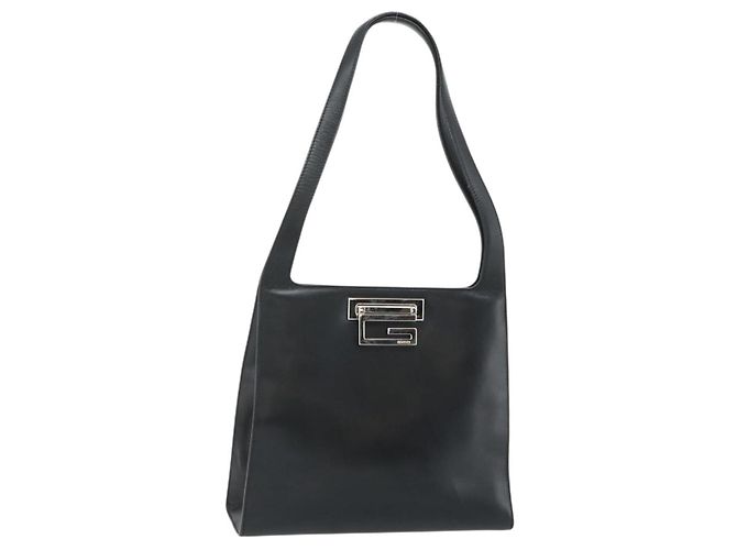 Borsa a Spalla in Pelle Nera e Argento GUCCI 001 3043 Auth 175847 Nero