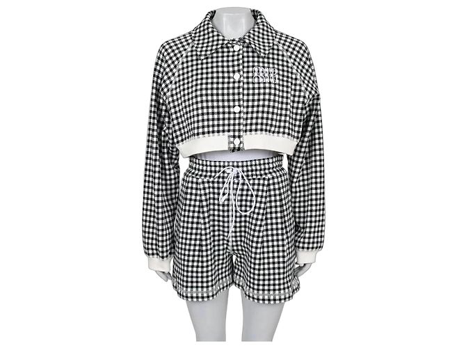 Miu Miu Houndstooth Cotton Suit with Shorts - Size S Pre-owned