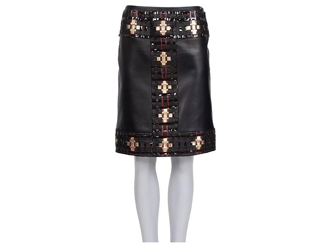 Schwarzer Schaflederrock von Chanel - Größe FR38 / M  Gebraucht