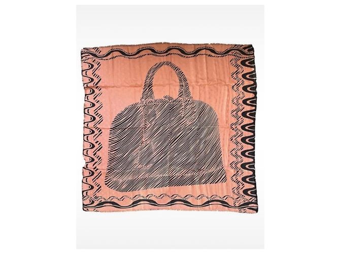 Louis Vuitton Sciarpa Almazing Peche Monogramma Seta Lana Pesca