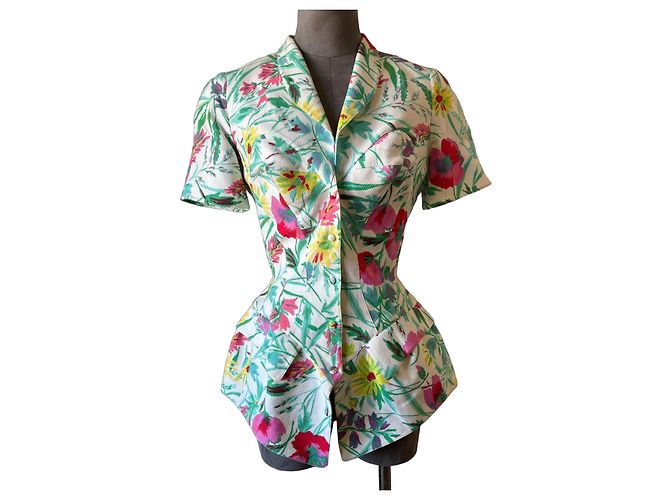 Jaqueta de Verão Thierry Mugler Estampa Floral 1997 Branco Multicor
