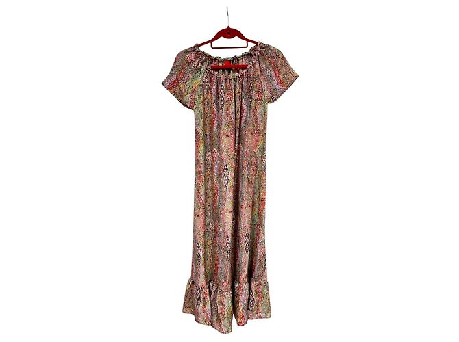 Vestido midi de seda estampado 120% Lino Multicolor