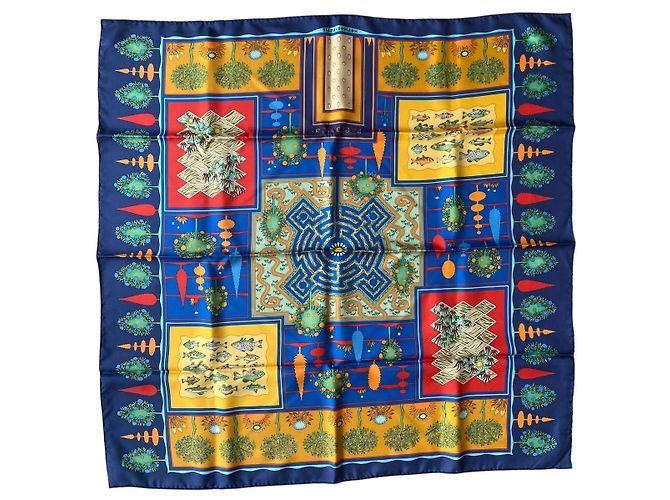 Sciarpa di seta Hermès Paridaiza blu 