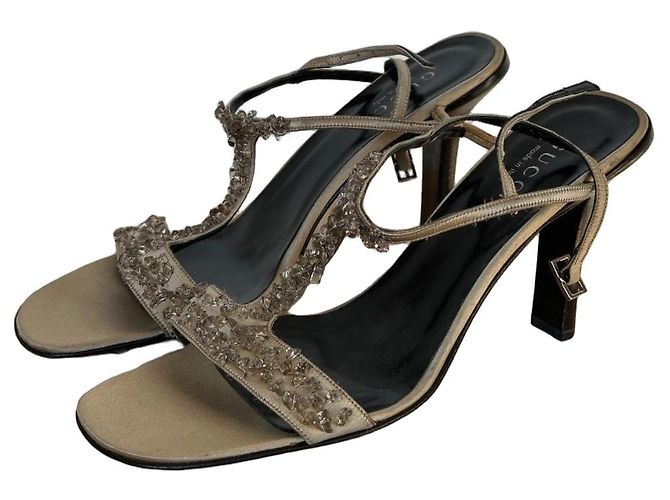 Gucci Kristall Absatzsandalen - Khaki