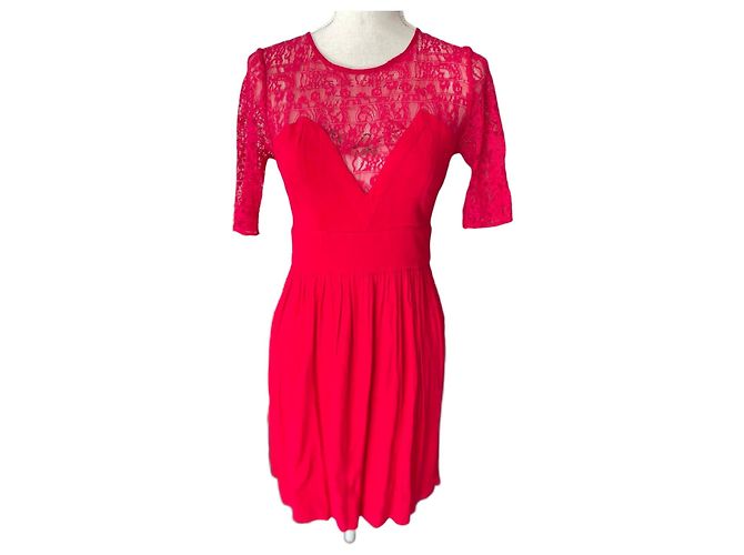 Rotes Spitzenkleid von Sandro