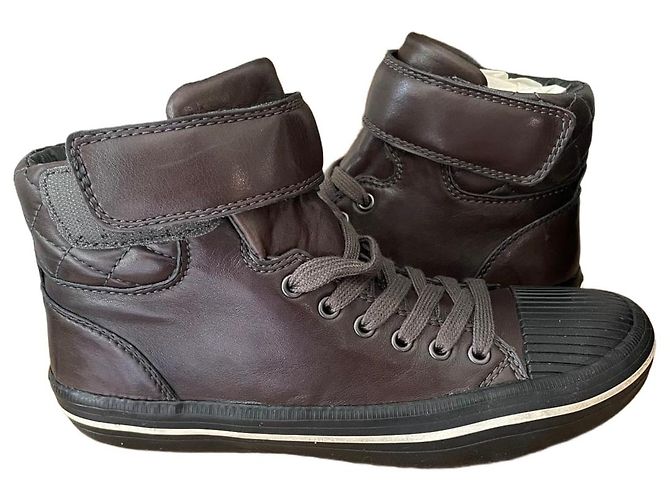 Ash Braune Leder High-Top-Sneaker