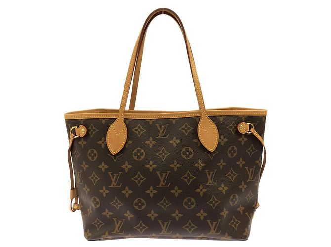 Louis Vuitton Monogram Neverfull PM Handbag Brown Fuschia